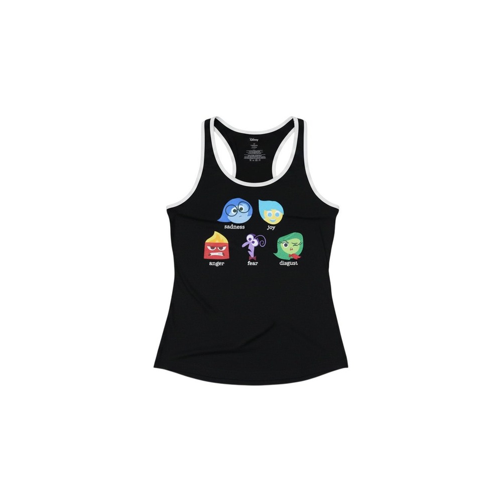 Disney Tank Top Womens Large Black Pixar Inside Out Emotions Ringer Racerback